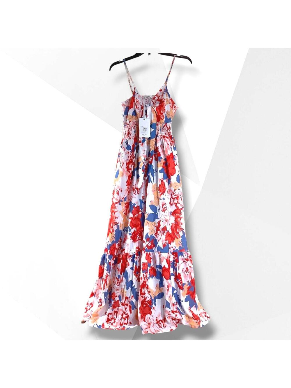 NWT Grace Karin Long Flowy Boho Floral Maxi Sundress Dress, Small (4-6)